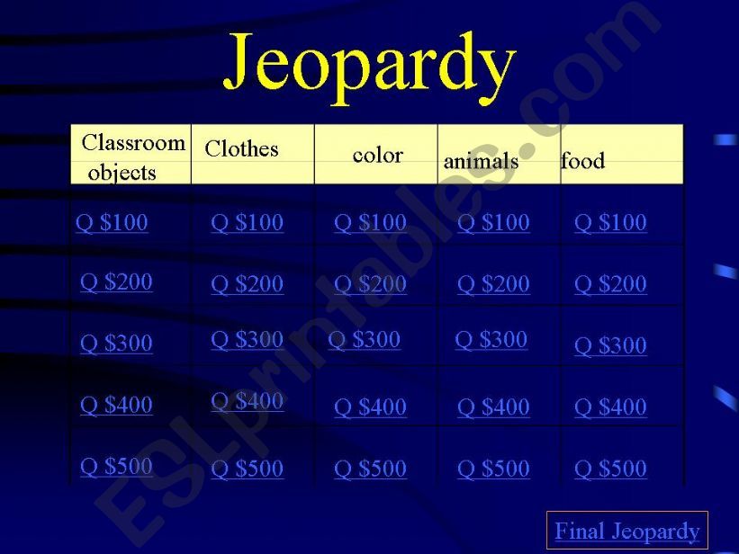 jeopardy for young learners powerpoint