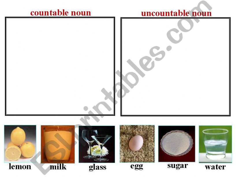 uncountable noun and countable noun