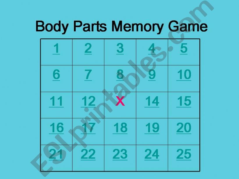 Body Parts Memory Game powerpoint