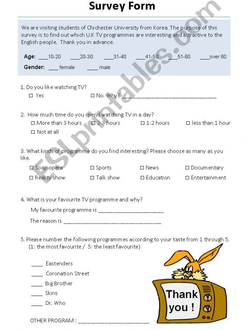 Survey Form (sample) powerpoint