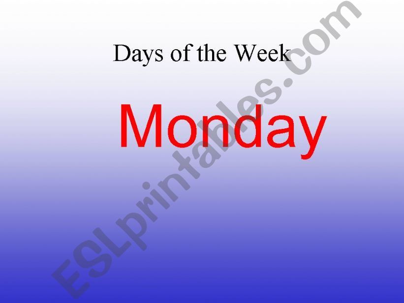 Days of the week powerpoint