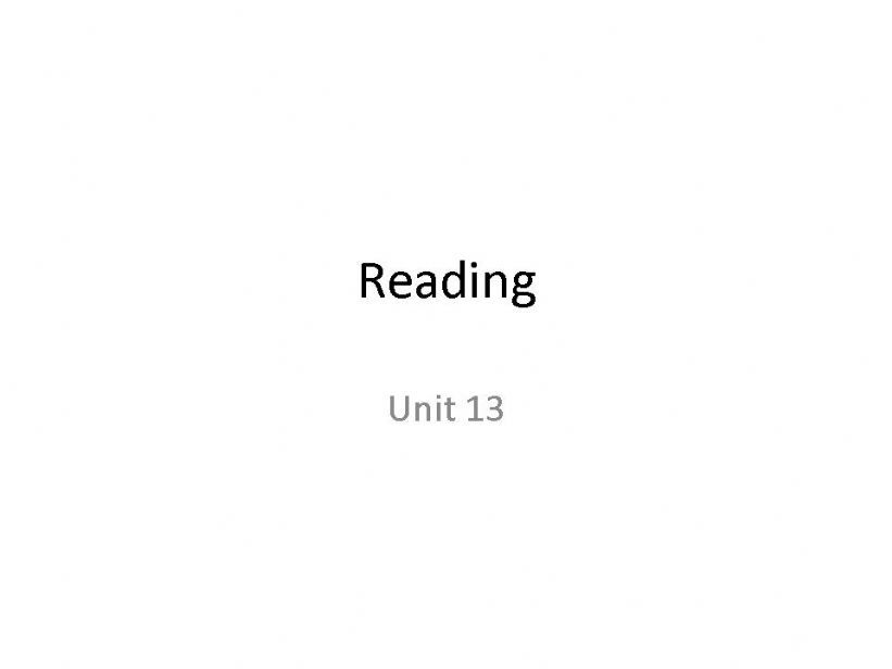 Real Reading 1 unit 13 powerpoint