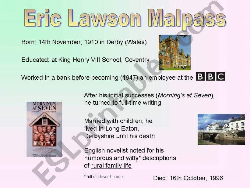 Eric Lawson Malpass - Welsh writer