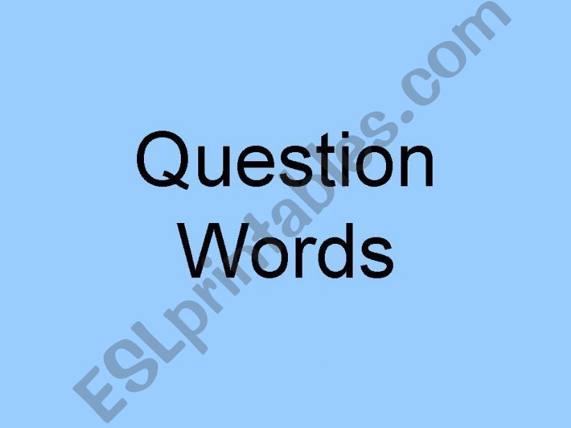 Question Words  powerpoint