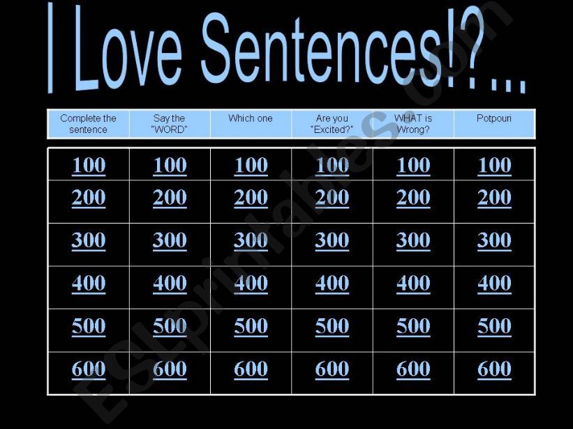 I Love Sentences powerpoint