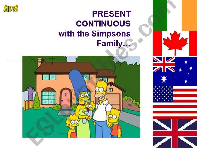 Present Continuous with the Simpsons family