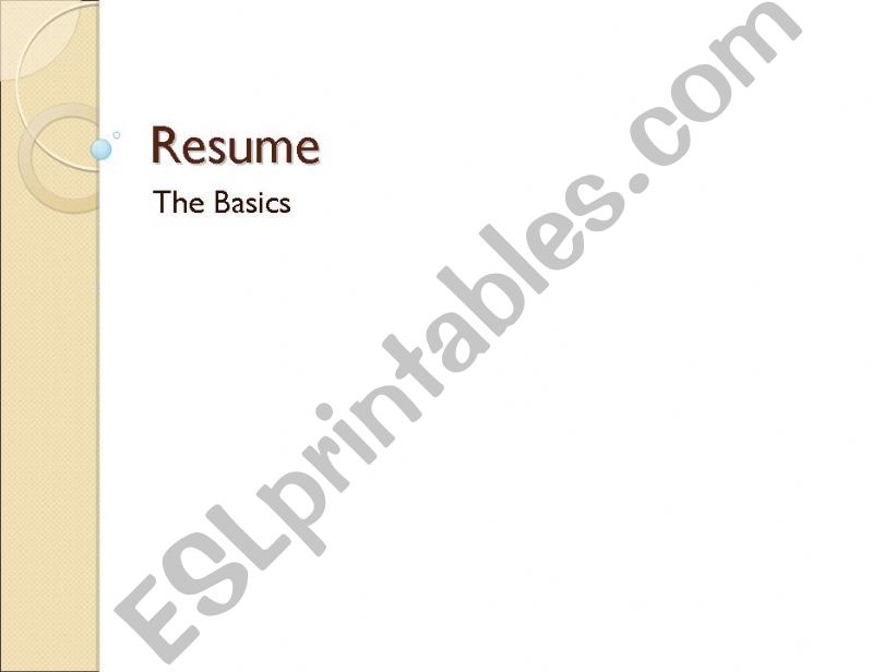 Resume Basics powerpoint