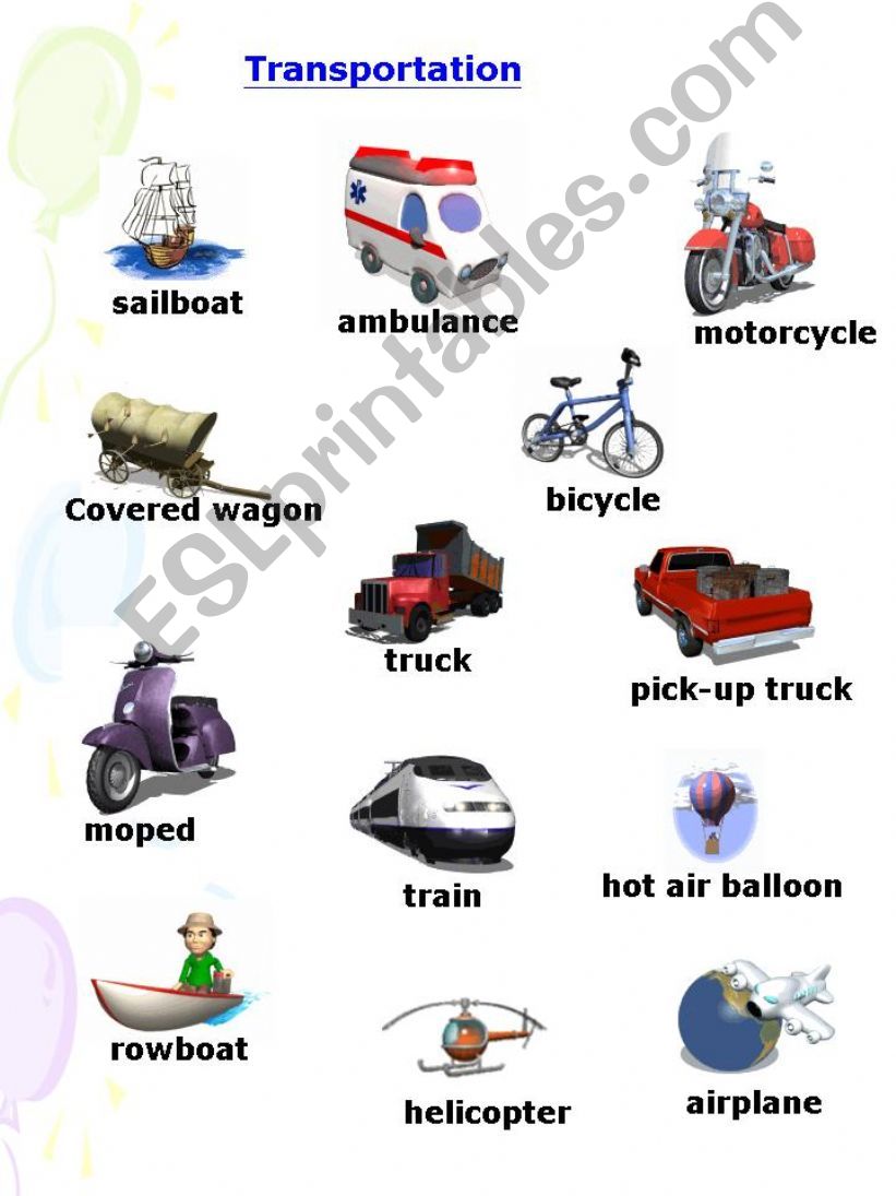 Transportation pictionary powerpoint