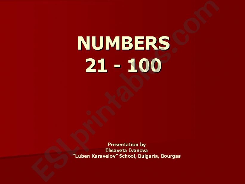 Numbers 21-100 powerpoint