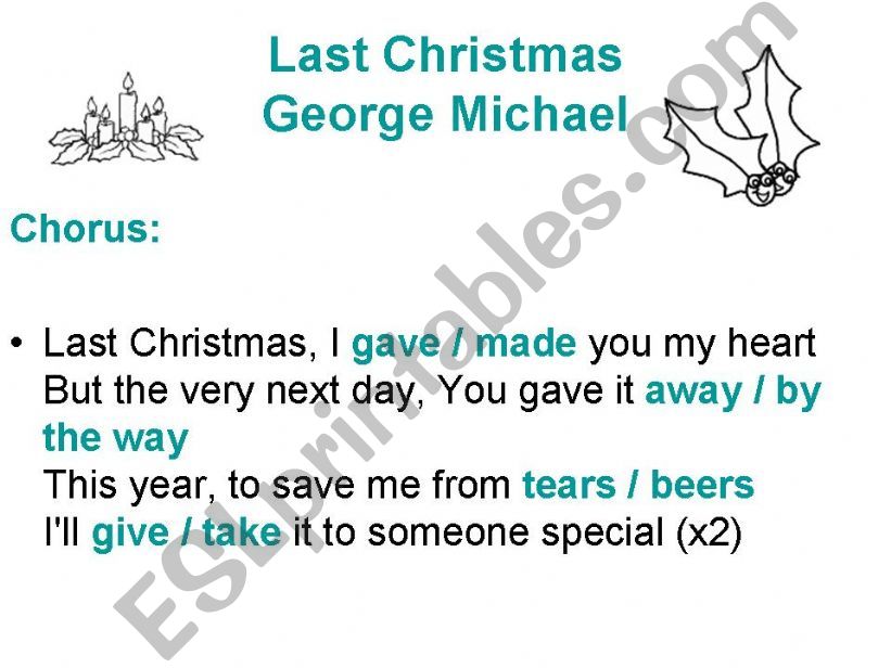 Last Christmas song powerpoint