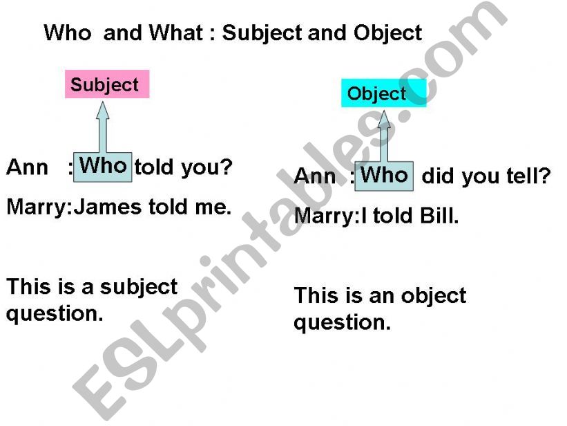 WHO and WHAT_Subject and Object Questions