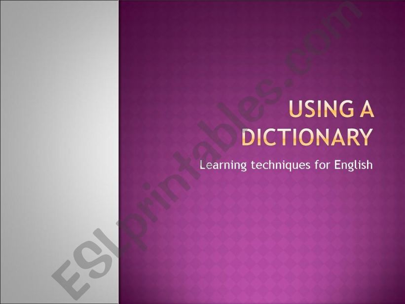 USING A DICTIONARY powerpoint