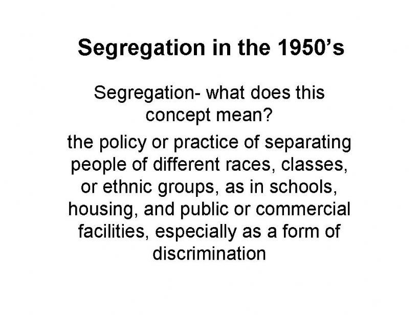 Segregation in USA 1930-1950 powerpoint