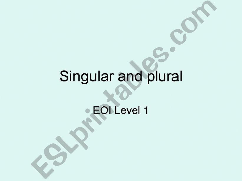 Singular and Plural  powerpoint