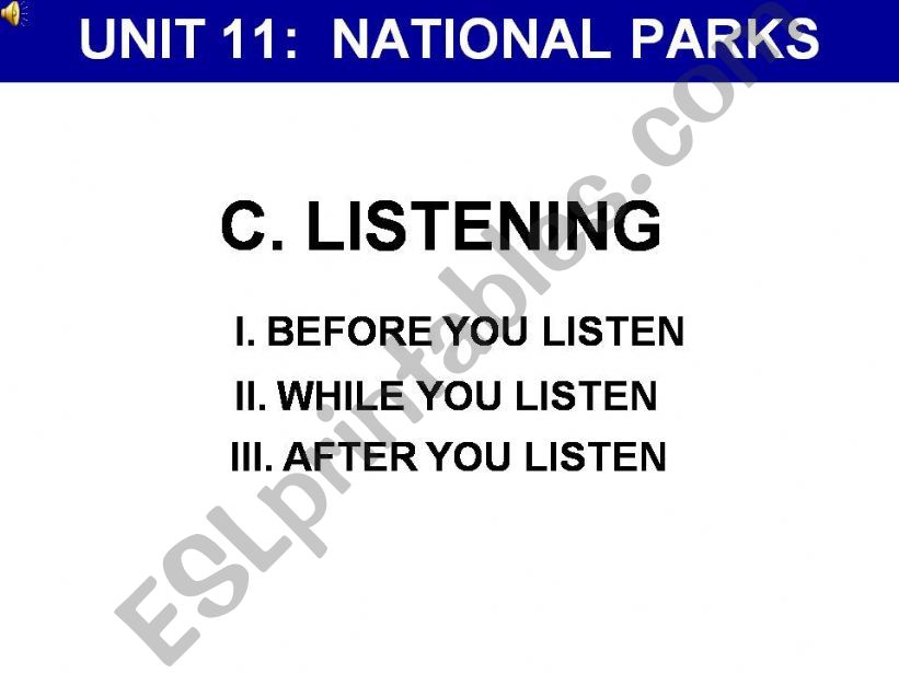 NATIONAL PARKS- LISTENING powerpoint