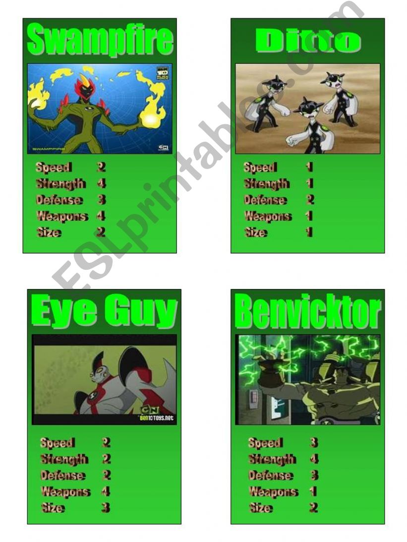 Ben 10 top trumps pages 9 and 10