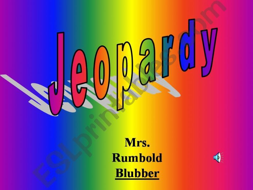 Jeopardy Game for Blubber by Judy Bloom
