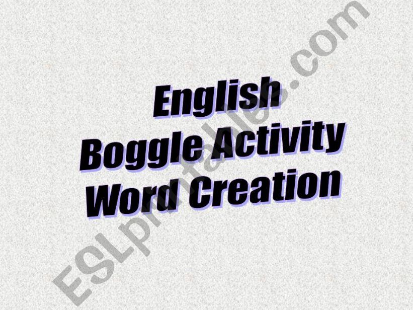 BOGGLE GAME powerpoint