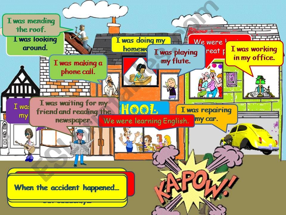 PAST CONTINUOUS TENSE/movie-like happening situations (part1)