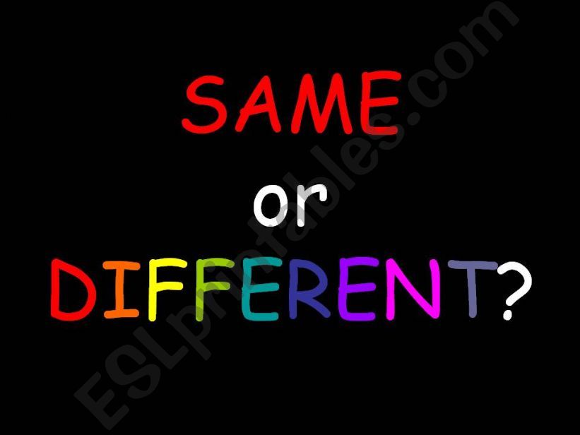 Same or Different - Preschool ESL Math