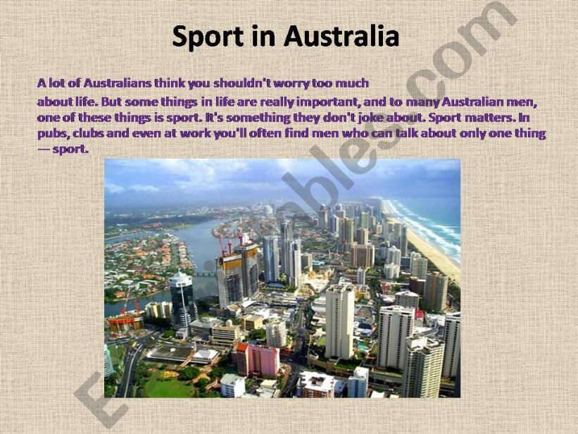 Sport in Australia powerpoint