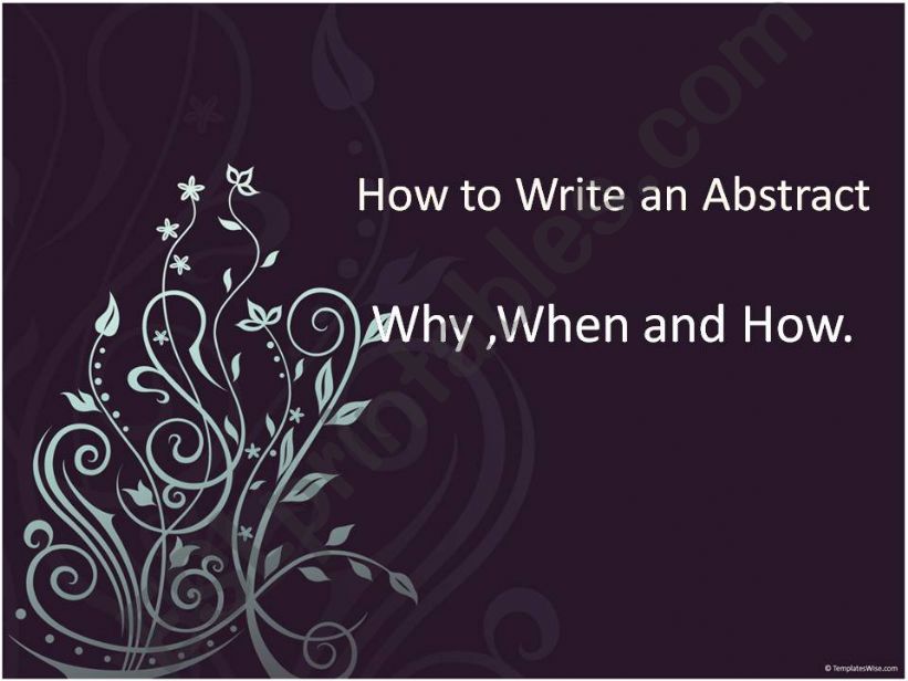 ESL - English PowerPoints: How To Write An Abstract