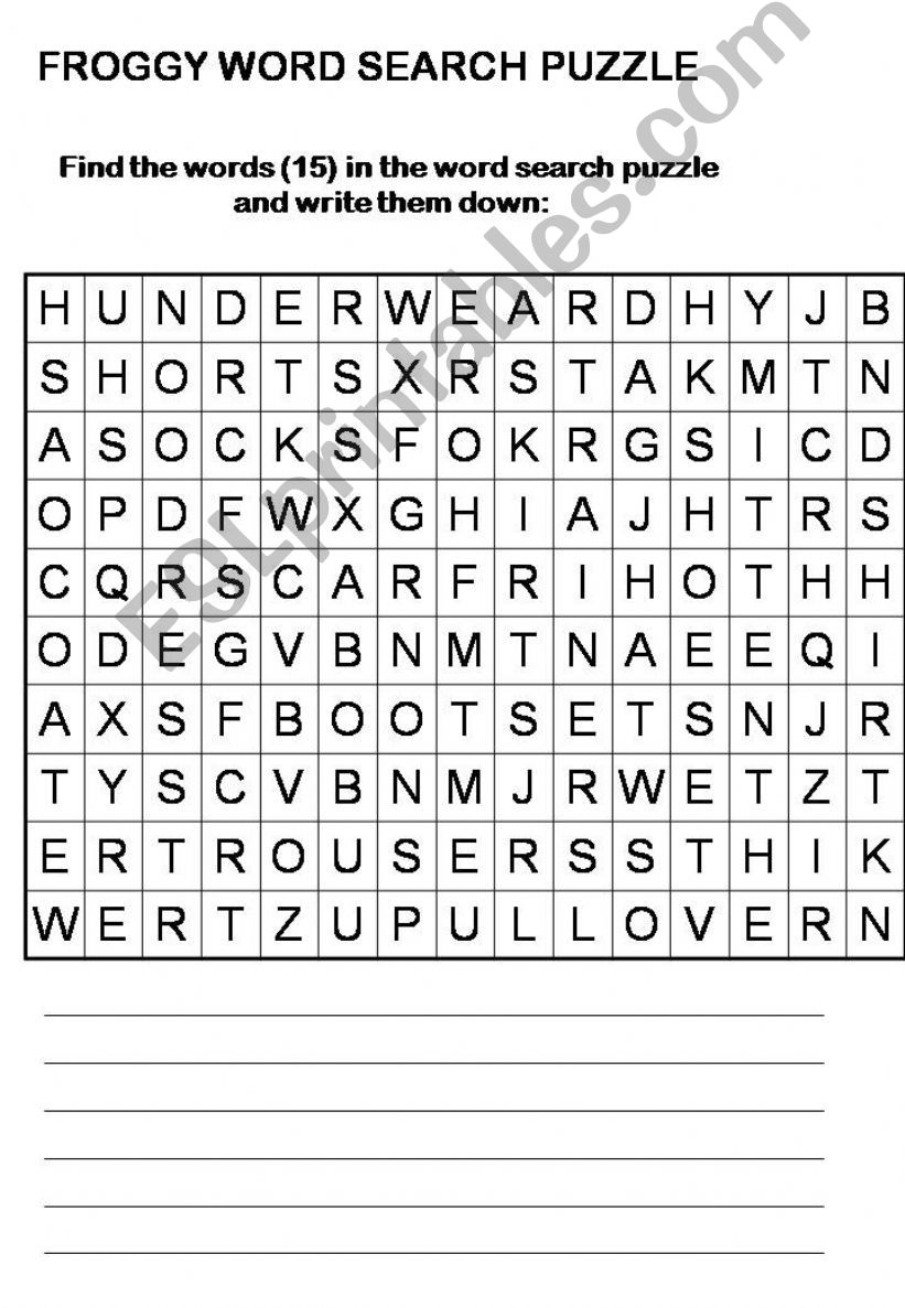 Froggy Word Search Puzzle powerpoint