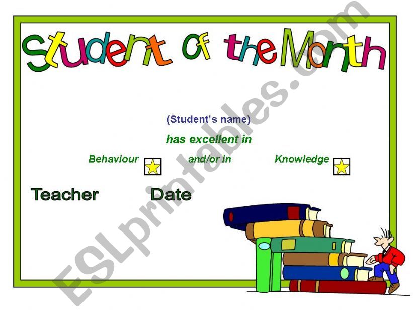 Student of the month powerpoint