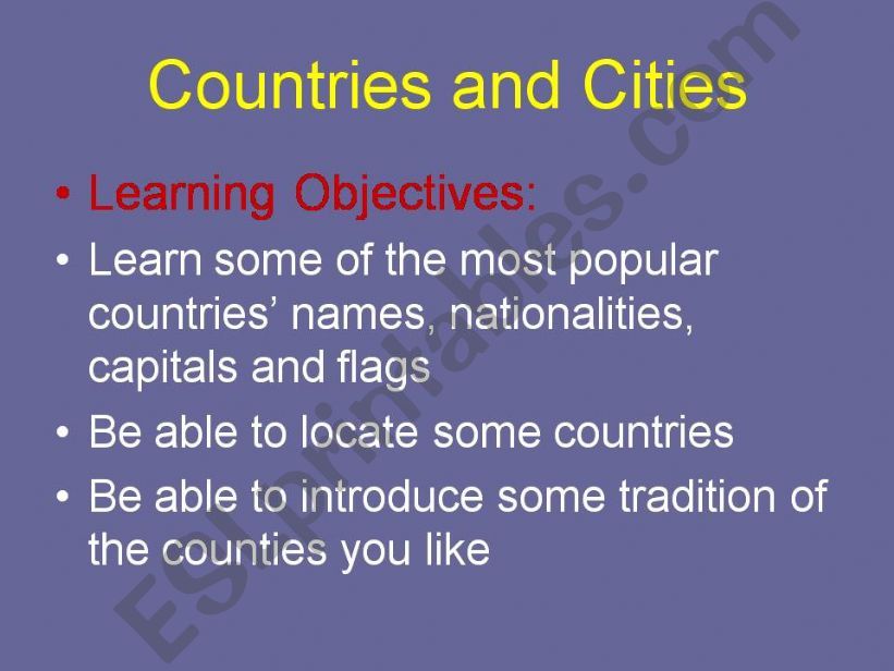 Countries and Cities powerpoint