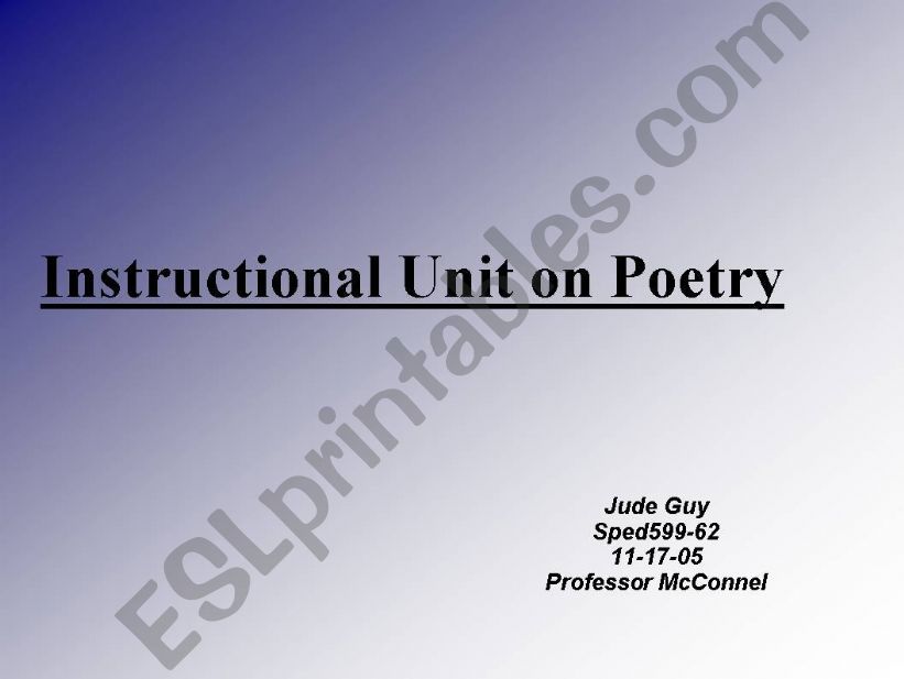 Instructional Unit on Poetry powerpoint