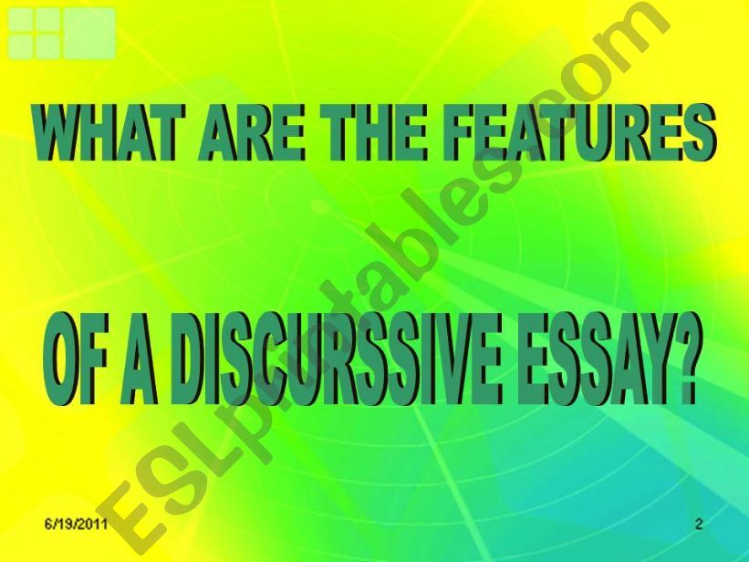 THE FEATURES OF DISCURSSIVE ESSASYS