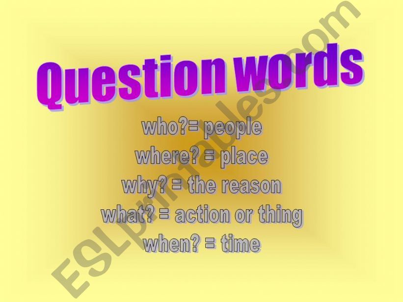 QUESTION WORDS powerpoint