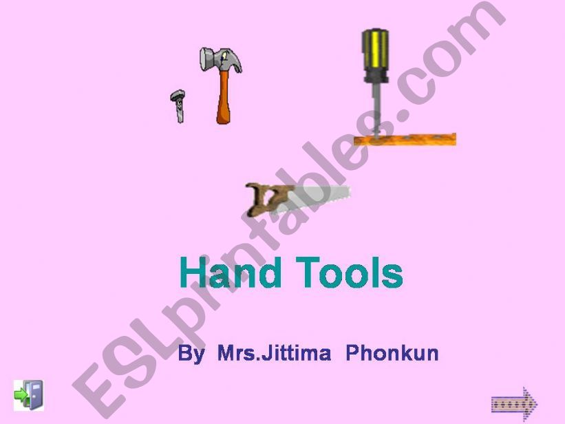 ESL English PowerPoints hand tools vocabulary