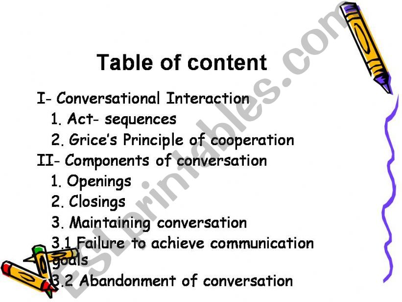 Components of conversations powerpoint