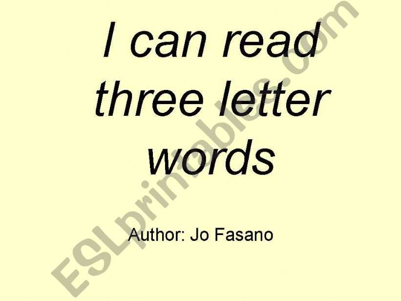 Rhyming words: I can read three letter words