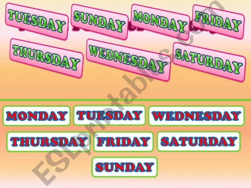 Days of the week (2) powerpoint