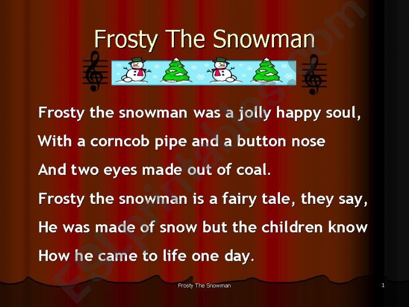 Frosty the Snowman - lyrics powerpoint