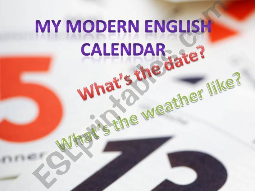My modern English calendar powerpoint