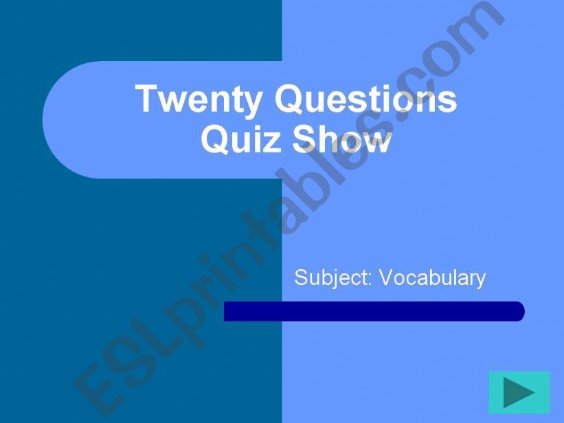 Twenty Questions Quiz Show powerpoint