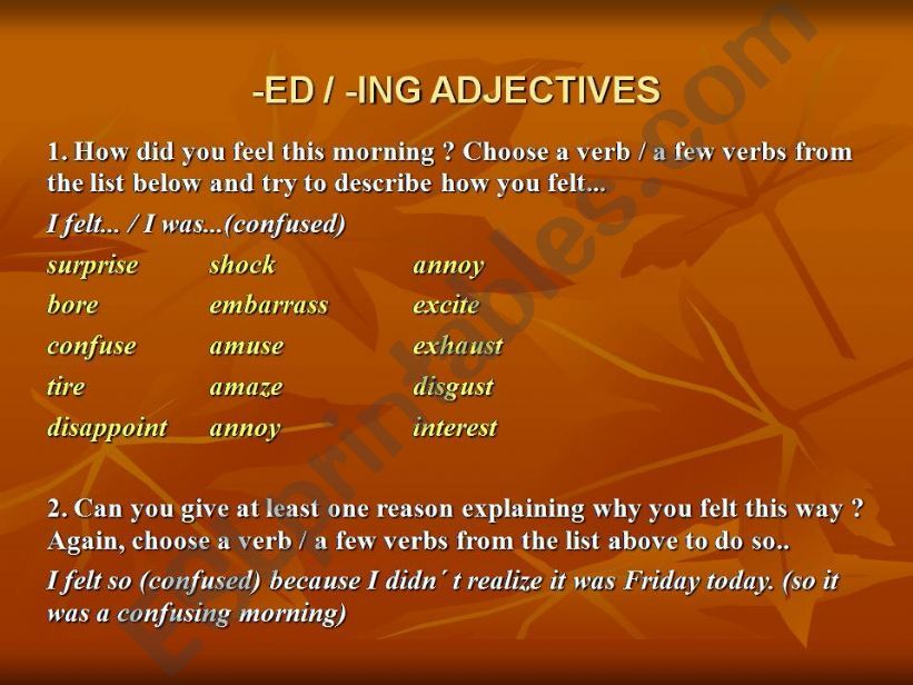 Ed- Ing- adjectives powerpoint
