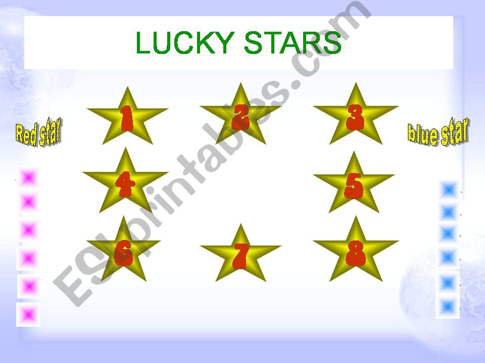 Lucky stars game - verb tenses