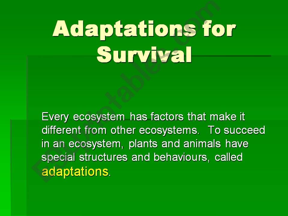 ESL - English PowerPoints: Adaptations For Survival