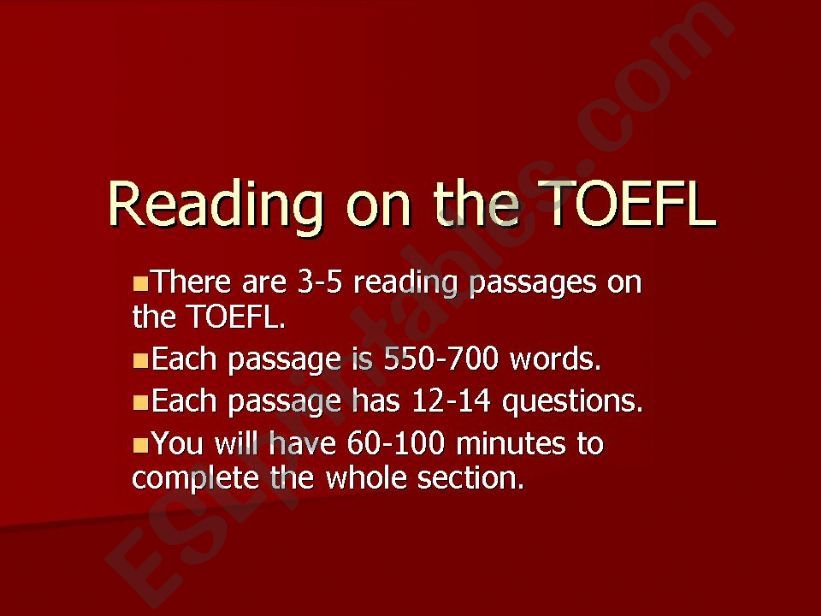 Reading Strategies for the TOEFL iBT