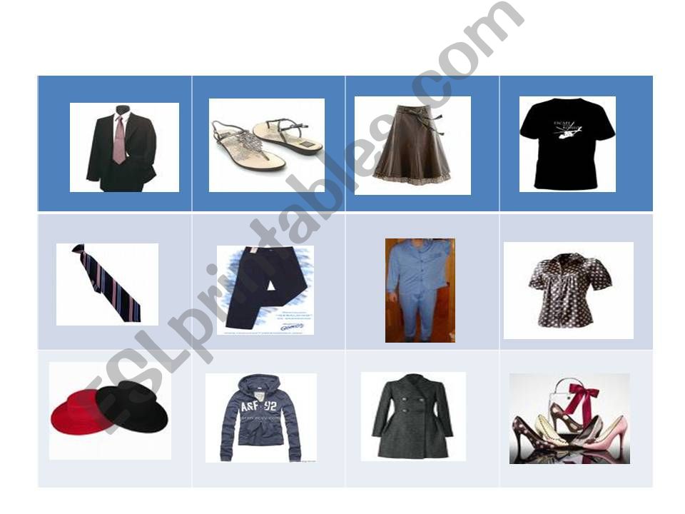 clothes, memory game powerpoint