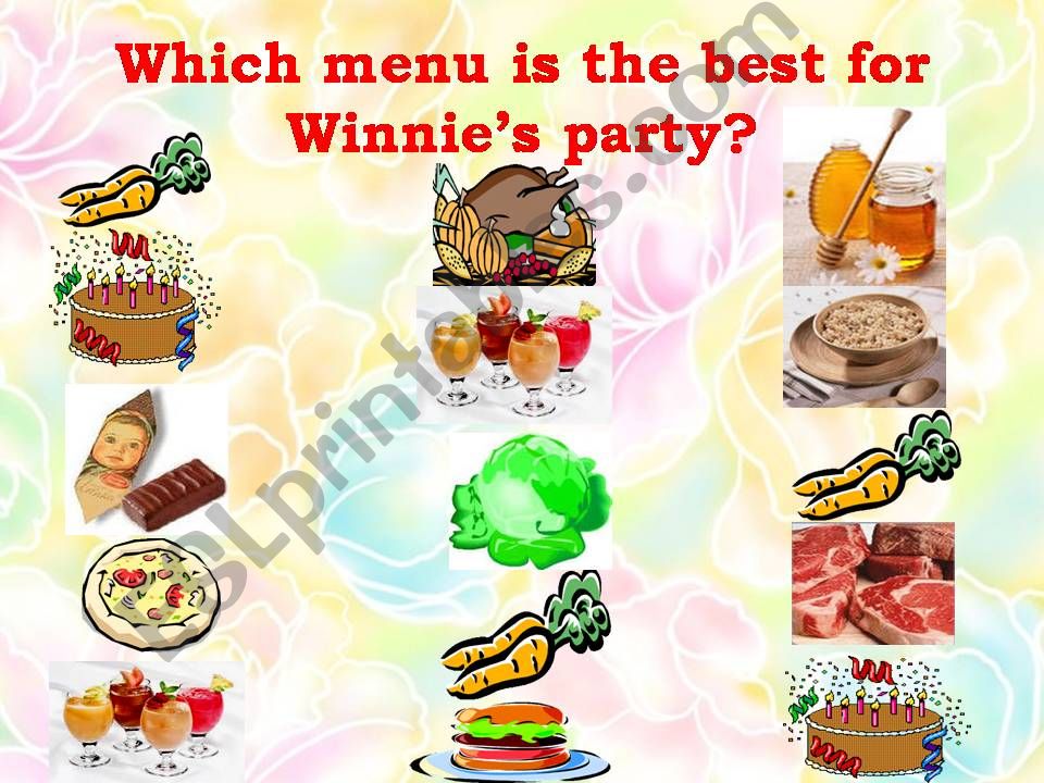 Menu for Winnies birthday powerpoint