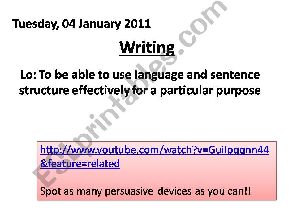 Writing to persuade powerpoint