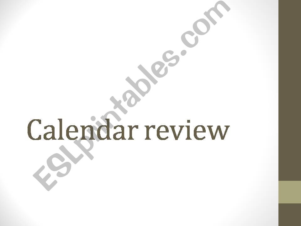 Calendar practice and review powerpoint