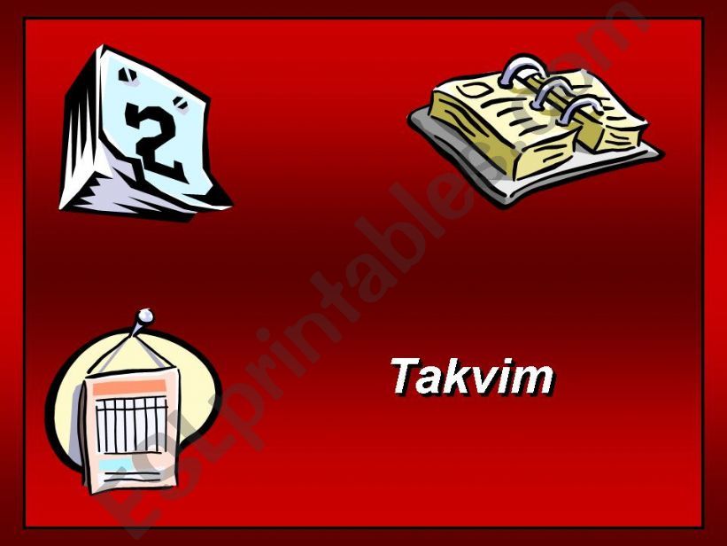 ESL English PowerPoints Turkish CalendarTakvim