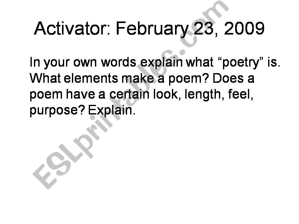 Poetry introduction powerpoint