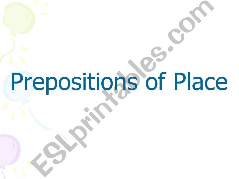 Preposition of Place powerpoint